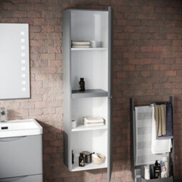 Nes Home 400mm Matte Grey Wall Hung Bathroom Cupboard Cabinet Storage - thumbnail 4