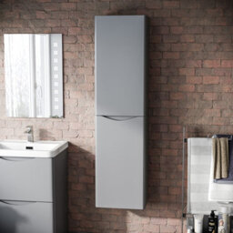 Nes Home 400mm Matte Grey Wall Hung Bathroom Cupboard Cabinet Storage - thumbnail 2