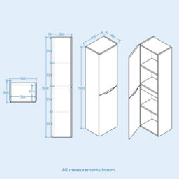 Nes Home 400mm Matte Grey Wall Hung Bathroom Cupboard Cabinet Storage - thumbnail 6