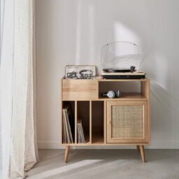 Sweeek - Vinyl Furniture With Wood Effect And Cane Natural 83X39X77 Cm - Boheme - thumbnail 2