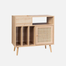Sweeek - Vinyl Furniture With Wood Effect And Cane Natural 83X39X77 Cm - Boheme
