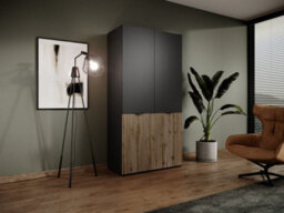 Arte Rustic Lund Hinged Door Wardrobe H2000mm W1010mm D510mm In Oak Wotan - Natural Storage Haven - thumbnail 3
