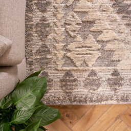Loomed Contemporary Grey White Bordered Geometric Plush Scandi Area Rug 80X150Cm - thumbnail 6