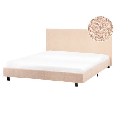 Beliani Bed Boucle Albi 160 X 200 Cm (Eu King Size) Beige - image 1