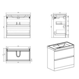 Plum&clay Marvel Gloss Light Grey Floor Standing Bathroom Vanity Unit With White Glass Basin (W)900mm - thumbnail 8