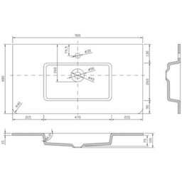 Plum&clay Marvel Gloss Light Grey Floor Standing Bathroom Vanity Unit With White Glass Basin (W)900mm - thumbnail 7