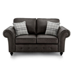 Furnishings For Less UK Oakland 2 Seater Large Chesterfield Style Leatherair Charcoal Grey - thumbnail 1