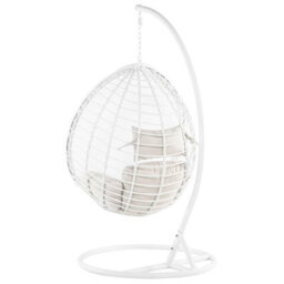 Beliani Hanging Chair With Stand Fano Pe Rattan White - thumbnail 7