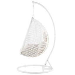 Beliani Hanging Chair With Stand Fano Pe Rattan White - thumbnail 6