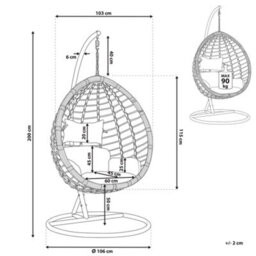 Beliani Hanging Chair With Stand Fano Pe Rattan White - thumbnail 3