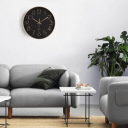 1 Pack Silent Wall Clock - Black And Gold, 30 Cm, Numerals, Round Quartz Modern Decorative For Living Room, Bedroom - thumbnail 5