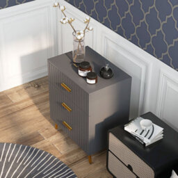 Wyld Haus Momase 3-Drawer Grey Dresser With Gold-Tone Handles And Legs, 60W X 40D X 71.5H Cm - thumbnail 7