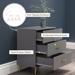 Wyld Haus Momase 3-Drawer Grey Dresser With Gold-Tone Handles And Legs, 60W X 40D X 71.5H Cm - thumbnail 6