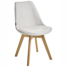 Wyld And Coco Set Of 2 Off-White Fabric Dining Chairs With Padded Seats And Beechwood Legs. - thumbnail 4