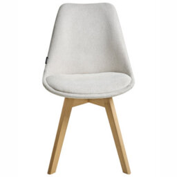 Wyld And Coco Set Of 2 Off-White Fabric Dining Chairs With Padded Seats And Beechwood Legs. - thumbnail 1