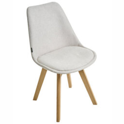Wyld And Coco Set Of 2 Off-White Fabric Dining Chairs With Padded Seats And Beechwood Legs. - thumbnail 6
