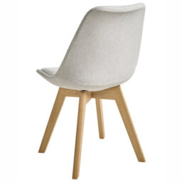 Wyld And Coco Set Of 2 Off-White Fabric Dining Chairs With Padded Seats And Beechwood Legs. - thumbnail 5