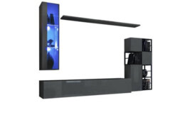 "Arte Switch Metal Ii Graphite Entertainment Unit 250Cm - Urban Metal-Framed Media Set For Tvs Up To 75""" - thumbnail 2