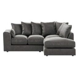 Furnishings For Less UK Brooklyn Plush Velvet 3 To 4 Seater L Shaped Corner Sofa Grey Right Hand Facing - thumbnail 2