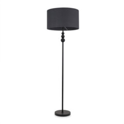 Valuelights Marissa Matt Black Stacked Ball Floor Lamp With Charcoal Grey Drum Shade - thumbnail 2