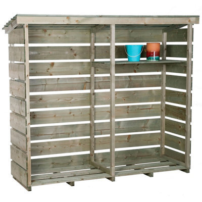 Charles Bentley Fsc Nordic Spruce Wood Double Log Store Firewood Storage Heavy - image 1
