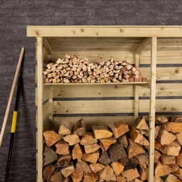 Charles Bentley Fsc Nordic Spruce Wood Double Log Store Firewood Storage Heavy - thumbnail 2