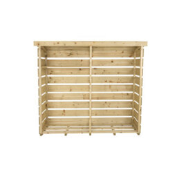 Charles Bentley Fsc Nordic Spruce Wood Double Log Store Firewood Storage Heavy - thumbnail 3