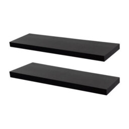 Harbour Housewares 80Cm Floating Wall Shelves- Black - Photo Gallery Bookshelf Wall Shelves For Storage & Display - Set Of 2 - thumbnail 1