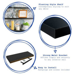 Harbour Housewares 80Cm Floating Wall Shelves- Black - Photo Gallery Bookshelf Wall Shelves For Storage & Display - Set Of 2 - thumbnail 2