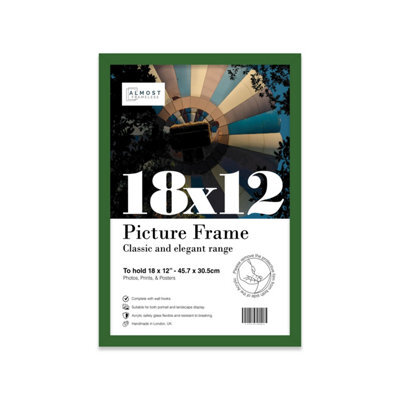 18X12 Green Picture Frame (45.7 X 30.5Cm) Poster, Photo, Artwork, Gallery Wall Or Print - image 1