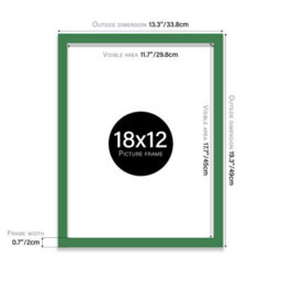 18X12 Green Picture Frame (45.7 X 30.5Cm) Poster, Photo, Artwork, Gallery Wall Or Print - thumbnail 3