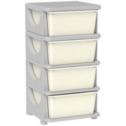 Homcom Kids Storage Units With Drawers 4 Tier Chest Dresser Tower Cream - thumbnail 2