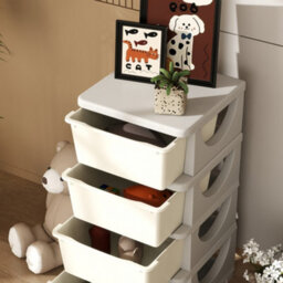 Homcom Kids Storage Units With Drawers 4 Tier Chest Dresser Tower Cream - thumbnail 8
