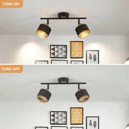Harper Living 2 Way Ceiling Spotlights, Black & Gold, 2Xe14 40W Max, Rotation Heads, Metal Mesh & Fabric Shade - thumbnail 5