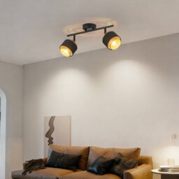 Harper Living 2 Way Ceiling Spotlights, Black & Gold, 2Xe14 40W Max, Rotation Heads, Metal Mesh & Fabric Shade - thumbnail 7