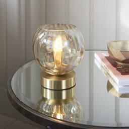 Table Lamp - Satin Brass Plate & Champagne Lustre Glass - 25W E14 Golf - thumbnail 3