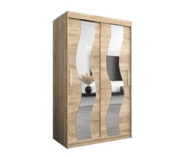 Arte Stylish Mirrored Sliding Door Wardrobe In Oak Sonoma With Spacious Shelves (H)2000mm (W)1200mm (D)620mm - thumbnail 1
