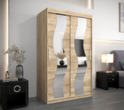 Arte Stylish Mirrored Sliding Door Wardrobe In Oak Sonoma With Spacious Shelves (H)2000mm (W)1200mm (D)620mm - thumbnail 2