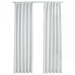 Berkfield Blackout Curtains With Hooks 2 Pcs Off White 140X175 Cm - thumbnail 2