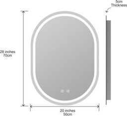 Belofay 500 X 700 mm Oval Bathroom Led Mirror, Wall Mounted, Integrated Led Lights, Dimmable, Toughened Glass - thumbnail 2
