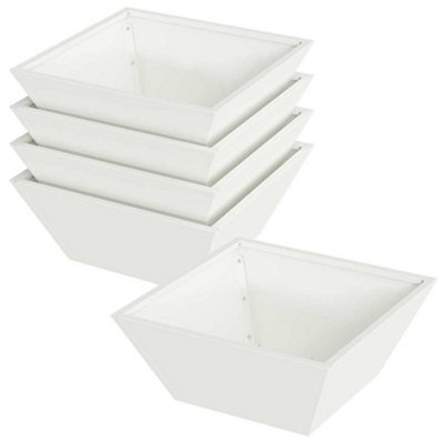 Berkfield Modern Garden Bowl Planters 5 Pcs White 40X40X15 Cm Steel
