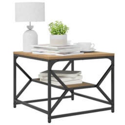 Berkfield Coffee Table With Shelf, Artisan Oak, 51X50X40 Cm, Made From Engineered Wood - thumbnail 3