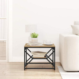 Berkfield Coffee Table With Shelf, Artisan Oak, 51X50X40 Cm, Made From Engineered Wood - thumbnail 4