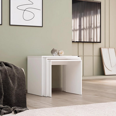 Fwstyle Nest Of 3 Matt White Tables Scratch Resistant - image 1