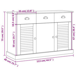 Berkfield Sideboard With Drawers Vigo 113X40X75 Cm White Solid Wood Pine - thumbnail 9