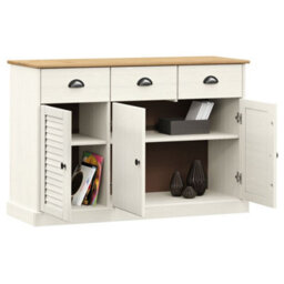 Berkfield Sideboard With Drawers Vigo 113X40X75 Cm White Solid Wood Pine - thumbnail 3