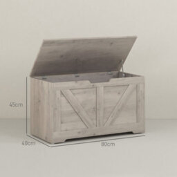 Wyld Haus Kamari 100L Grey Wood-Effect Storage Chest With Safety Hinge And Seat Lid - thumbnail 2