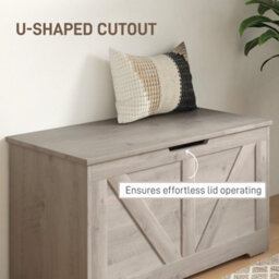 Wyld Haus Kamari 100L Grey Wood-Effect Storage Chest With Safety Hinge And Seat Lid - thumbnail 9
