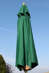 Large Hardwood Garden Parasol Umbrella-3.5M Wide Dark Green - thumbnail 1
