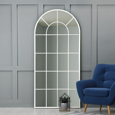 Mirroroutlet The Arcus White Framed Arched Window Leaner/wall Mirror 180 X 85Cm